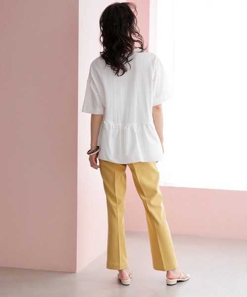 裾異素材切替アシメカットソー