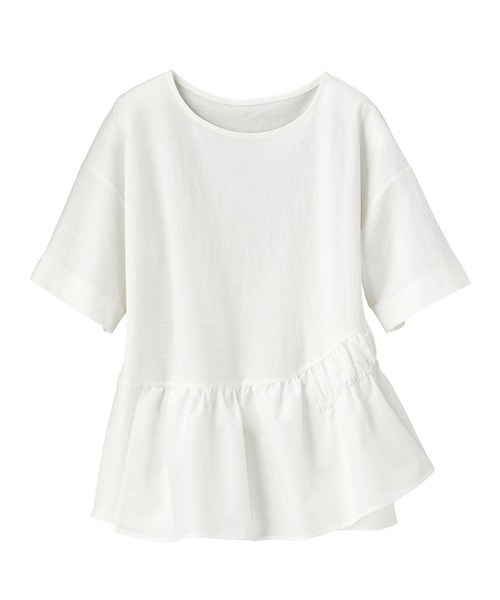 裾異素材切替アシメカットソー