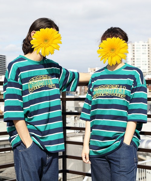 ８(eight)（エイト）の「レトロボーダーアーチロゴＴシャツ（Tシャツ/カットソー・メンズ・サックスブルー系/グリーン系その他2/ライトグレー系/グリーン系その他・MEDIUM/LARGE）」の3枚目の写真