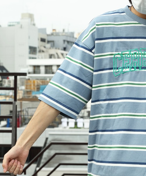 ８(eight)（エイト）の「レトロボーダーアーチロゴＴシャツ（Tシャツ/カットソー・メンズ・サックスブルー系/グリーン系その他2/ライトグレー系/グリーン系その他・MEDIUM/LARGE）」の20枚目の写真