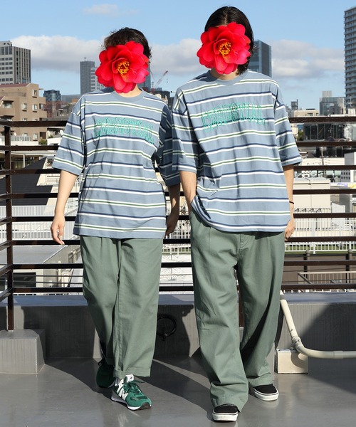 ８(eight)（エイト）の「レトロボーダーアーチロゴＴシャツ（Tシャツ/カットソー・メンズ・サックスブルー系/グリーン系その他2/ライトグレー系/グリーン系その他・MEDIUM/LARGE）」の9枚目の写真