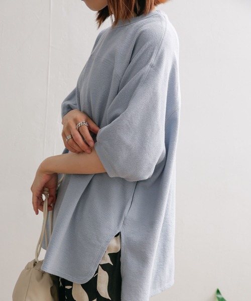 URBAN RESEARCH DOORS（アーバンリサーチドアーズ）の「スラブインレイ5分袖プルオーバー（Tシャツ/カットソー・レディース・グレー系その他/オフホワイト/ブルー/ネイビー・MEDIUM）」の5枚目の写真