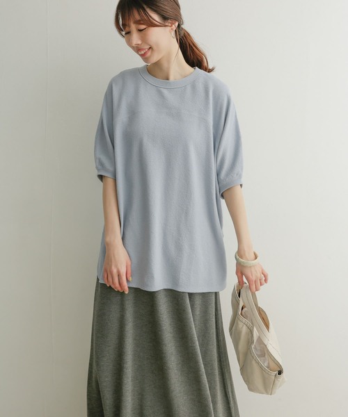 URBAN RESEARCH DOORS（アーバンリサーチドアーズ）の「スラブインレイ5分袖プルオーバー（Tシャツ/カットソー・レディース・グレー系その他/オフホワイト/ブルー/ネイビー・MEDIUM）」の18枚目の写真