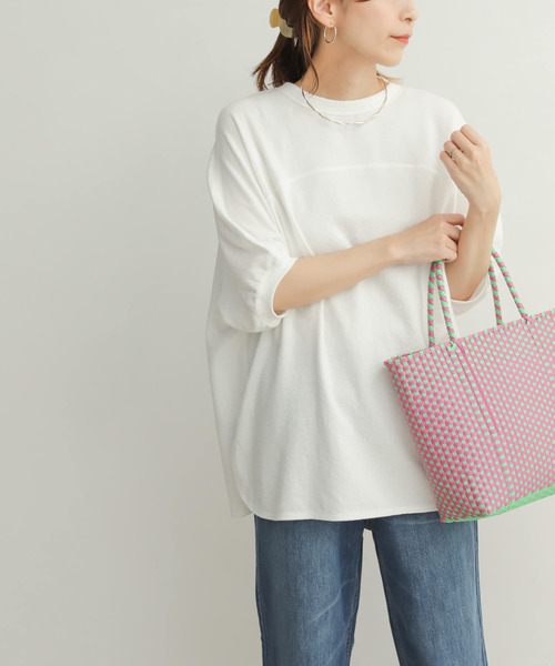 URBAN RESEARCH DOORS（アーバンリサーチドアーズ）の「スラブインレイ5分袖プルオーバー（Tシャツ/カットソー・レディース・グレー系その他/オフホワイト/ブルー/ネイビー・MEDIUM）」の20枚目の写真