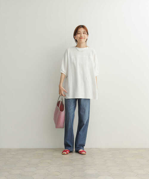 URBAN RESEARCH DOORS（アーバンリサーチドアーズ）の「スラブインレイ5分袖プルオーバー（Tシャツ/カットソー・レディース・グレー系その他/オフホワイト/ブルー/ネイビー・MEDIUM）」の8枚目の写真