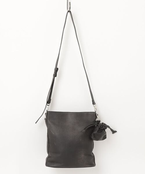 UNISEX》2WAY Leather Mini Shoulder Bag With Drawstring Charm/巾着