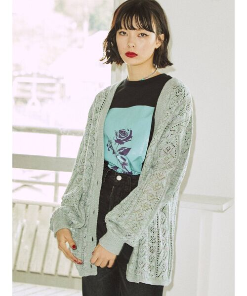 jouetie(ジュエティ)の「グランジルーズシアーニットカーデ【サマーニット】(カーディガン/ボレロ・レディース・ブラック/ブルー/その他1・MEDIUM)」の1枚目の写真