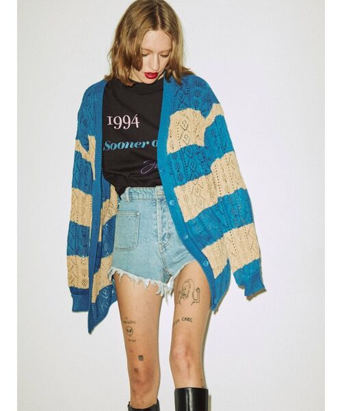 jouetie(ジュエティ)の「グランジルーズシアーニットカーデ【サマーニット】(カーディガン/ボレロ・レディース・ブラック/ブルー/その他1・MEDIUM)」の4枚目の写真