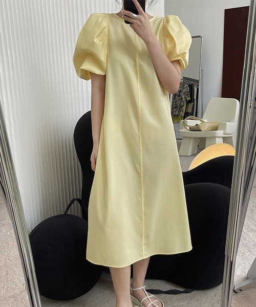 chuclla（チュクラ）の「【chuclla】【2022/SS】Color puff sleeve midi dress chw22s117（ワンピース・レディース・ネイビー/イエロー・S/M）」の3枚目の写真