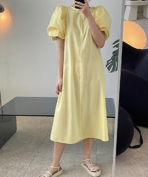 chuclla（チュクラ）の「【chuclla】【2022/SS】Color puff sleeve midi dress chw22s117（ワンピース・レディース・ネイビー/イエロー・S/M）」の8枚目の写真