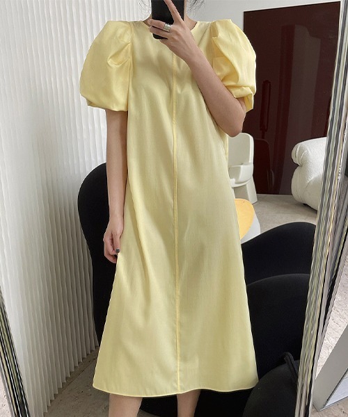 chuclla（チュクラ）の「【chuclla】【2022/SS】Color puff sleeve midi dress chw22s117（ワンピース・レディース・ネイビー/イエロー・S/M）」の12枚目の写真