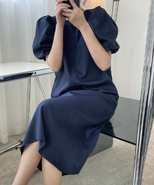 chuclla（チュクラ）の「【chuclla】【2022/SS】Color puff sleeve midi dress chw22s117（ワンピース・レディース・ネイビー/イエロー・S/M）」の13枚目の写真