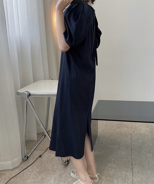 chuclla（チュクラ）の「【chuclla】【2022/SS】Color puff sleeve midi dress chw22s117（ワンピース・レディース・ネイビー/イエロー・S/M）」の16枚目の写真