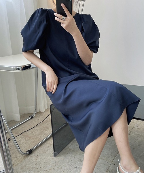 chuclla（チュクラ）の「【chuclla】【2022/SS】Color puff sleeve midi dress chw22s117（ワンピース・レディース・ネイビー/イエロー・S/M）」の19枚目の写真