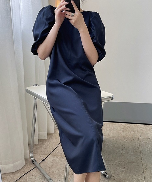 chuclla（チュクラ）の「【chuclla】【2022/SS】Color puff sleeve midi dress chw22s117（ワンピース・レディース・ネイビー/イエロー・S/M）」の21枚目の写真