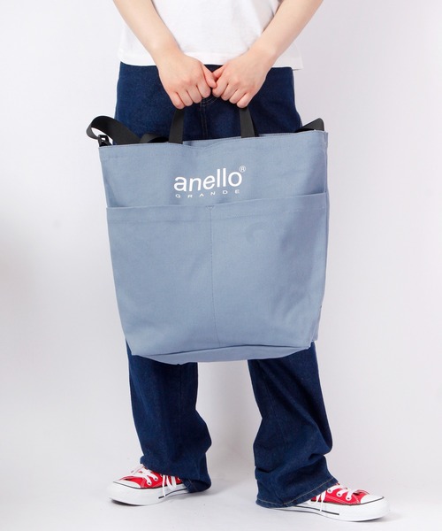 anello(アネロ)の「anello GRANDE 2WAYキャンバスショルダーBAG(ショルダーバッグ・メンズ・ベージュ/グレイッシュブルー/アイボリー/レッド/ブラック/カーキオリーブ・FREE)」の6枚目の写真