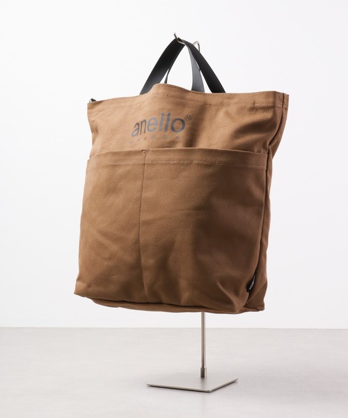 anello(アネロ)の「anello GRANDE 2WAYキャンバスショルダーBAG(ショルダーバッグ・メンズ・ベージュ/グレイッシュブルー/アイボリー/レッド/ブラック/カーキオリーブ・FREE)」の15枚目の写真
