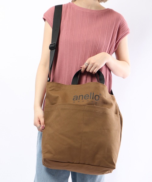 anello(アネロ)の「anello GRANDE 2WAYキャンバスショルダーBAG(ショルダーバッグ・メンズ・ベージュ/グレイッシュブルー/アイボリー/レッド/ブラック/カーキオリーブ・FREE)」の22枚目の写真