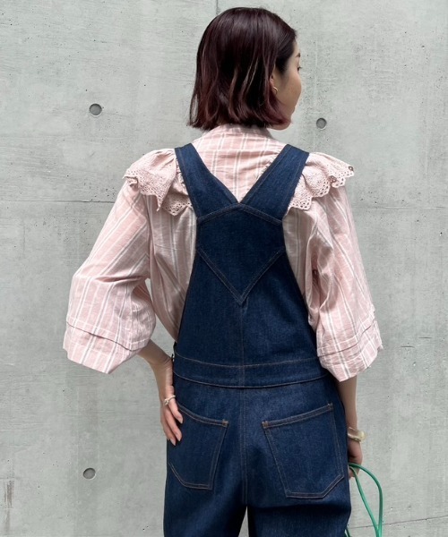Doux archives（ドゥアルシーヴ）の「［ｗｅｂ限定］ラッフルレース袖タックバルーンブラウス（シャツ/ブラウス・レディース・オフホワイト/ピンク/ブラック/イエロー・FREE）」の9枚目の写真