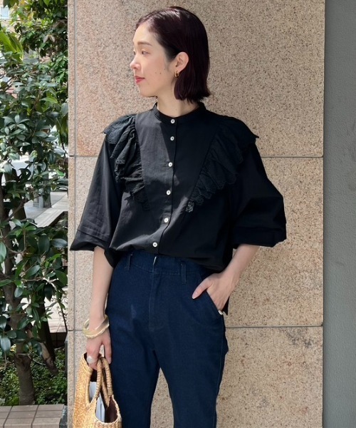 Doux archives（ドゥアルシーヴ）の「［ｗｅｂ限定］ラッフルレース袖タックバルーンブラウス（シャツ/ブラウス・レディース・オフホワイト/ピンク/ブラック/イエロー・FREE）」の16枚目の写真