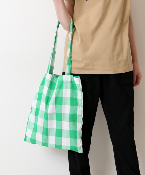 SLOBE IENA（スローブイエナ）の「SLOBE IENA ギンガムシュシュSETトートバッグ（トートバッグ・レディース・グリーン/ピンク/ブラック・FREE）」の10枚目の写真