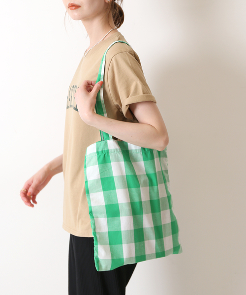 SLOBE IENA（スローブイエナ）の「SLOBE IENA ギンガムシュシュSETトートバッグ（トートバッグ・レディース・グリーン/ピンク/ブラック・FREE）」の11枚目の写真