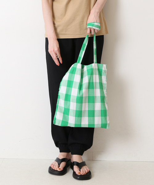 SLOBE IENA（スローブイエナ）の「SLOBE IENA ギンガムシュシュSETトートバッグ（トートバッグ・レディース・グリーン/ピンク/ブラック・FREE）」の12枚目の写真