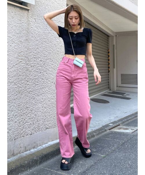 EMODA（エモダ）の「ルーズワイドジーンズ（デニムパンツ・レディース・ブラック/ピンク/アイボリー・SMALL/MEDIUM）」の13枚目の写真