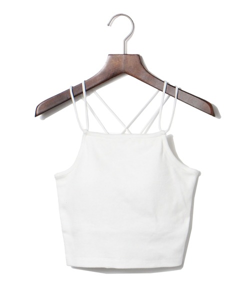 one way（ワンウェイ）の「クロステレコキャミ（キャミソール・レディース・ホワイト/ブラック/ライトグリーン・FREE）」の2枚目の写真