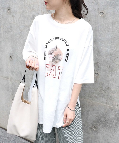 HONEYSUCKLE ROSE（ハニーサックルローズ）の「【HONEYSUCKLE ROSE】アニマルフォトＴシャツ（Tシャツ/カットソー・レディース・ホワイト/オフホワイト/ブラウン・L/M）」の12枚目の写真