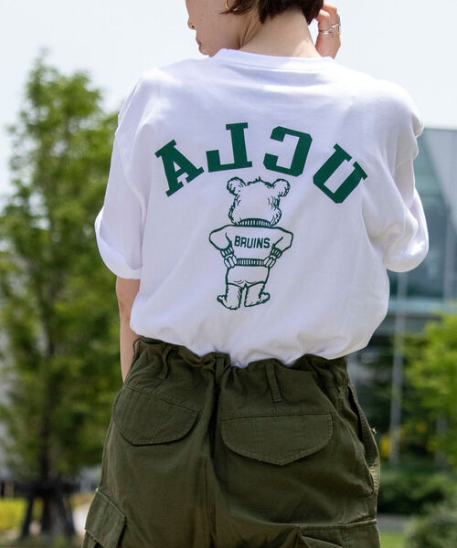 NOLLEY'S goodman（ノーリーズグッドマン）の「【WEB限定】【UCLA】 BRUINS BEAR T 別注カレッジロゴ ビッグシルエットTシャツ（Tシャツ/カットソー・メンズ・ホワイト/オートミール・L/M）」の10枚目の写真