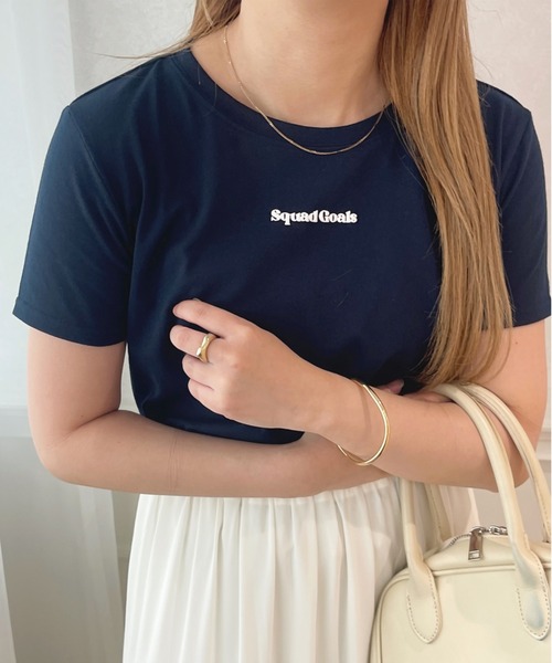 apres jour(アプレジュール)の「ぷっくりロゴTシャツ【ZOZOTOWN限定アイテム】(Tシャツ/カットソー・レディース・ライトピンク/ネイビー/ホワイト系その他/オフホワイト・X-LARGE/フリー)」の1枚目の写真