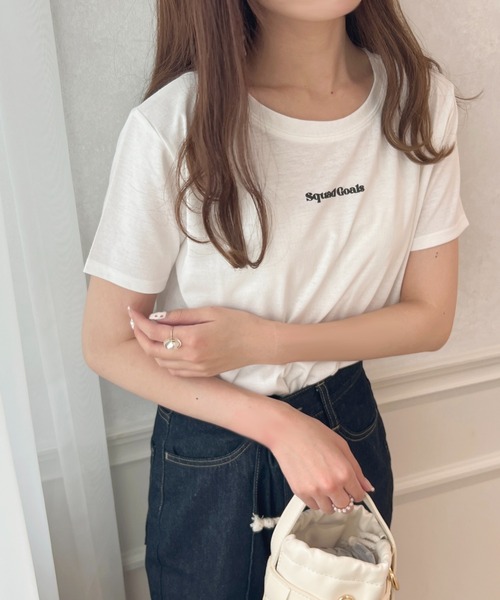 apres jour(アプレジュール)の「ぷっくりロゴTシャツ【ZOZOTOWN限定アイテム】(Tシャツ/カットソー・レディース・ライトピンク/ネイビー/ホワイト系その他/オフホワイト・X-LARGE/フリー)」の9枚目の写真