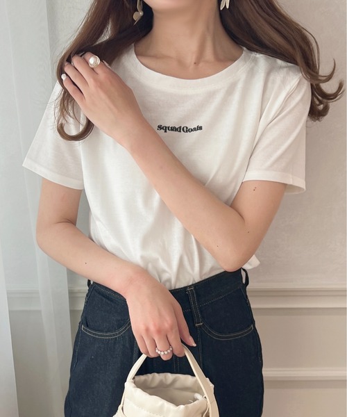 apres jour(アプレジュール)の「ぷっくりロゴTシャツ【ZOZOTOWN限定アイテム】(Tシャツ/カットソー・レディース・ライトピンク/ネイビー/ホワイト系その他/オフホワイト・X-LARGE/フリー)」の7枚目の写真
