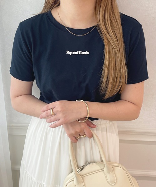 apres jour(アプレジュール)の「ぷっくりロゴTシャツ【ZOZOTOWN限定アイテム】(Tシャツ/カットソー・レディース・ライトピンク/ネイビー/ホワイト系その他/オフホワイト・X-LARGE/フリー)」の5枚目の写真