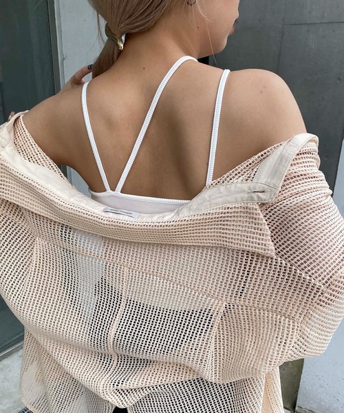 CAPRICIEUX LE'MAGE（カプリシューレマージュ）の「レイヤードアシメキャミ（キャミソール・レディース・ホワイト/ブラック/ベージュ・FREE）」の7枚目の写真