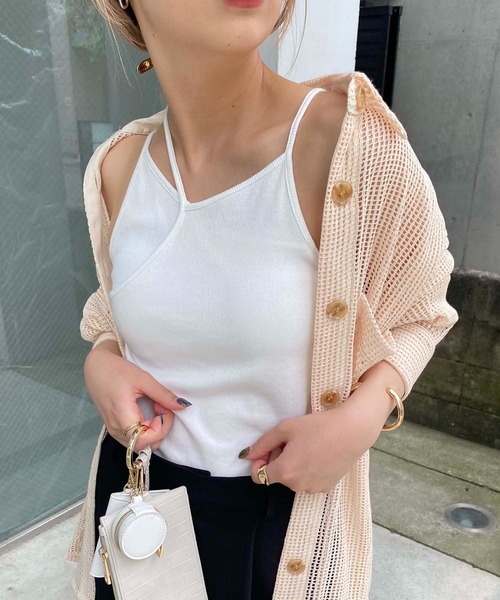 CAPRICIEUX LE'MAGE（カプリシューレマージュ）の「レイヤードアシメキャミ（キャミソール・レディース・ホワイト/ブラック/ベージュ・FREE）」の8枚目の写真