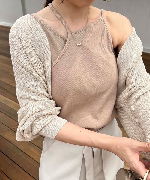 CAPRICIEUX LE'MAGE（カプリシューレマージュ）の「レイヤードアシメキャミ（キャミソール・レディース・ホワイト/ブラック/ベージュ・FREE）」の16枚目の写真