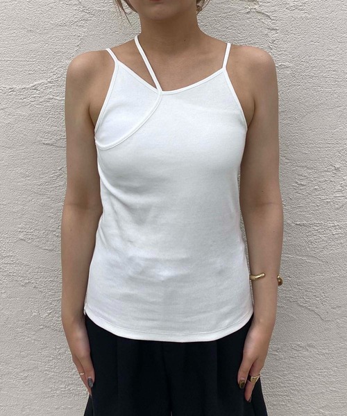 CAPRICIEUX LE'MAGE（カプリシューレマージュ）の「レイヤードアシメキャミ（キャミソール・レディース・ホワイト/ブラック/ベージュ・FREE）」の15枚目の写真