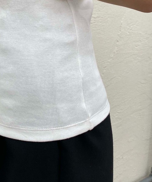 CAPRICIEUX LE'MAGE（カプリシューレマージュ）の「レイヤードアシメキャミ（キャミソール・レディース・ホワイト/ブラック/ベージュ・FREE）」の9枚目の写真