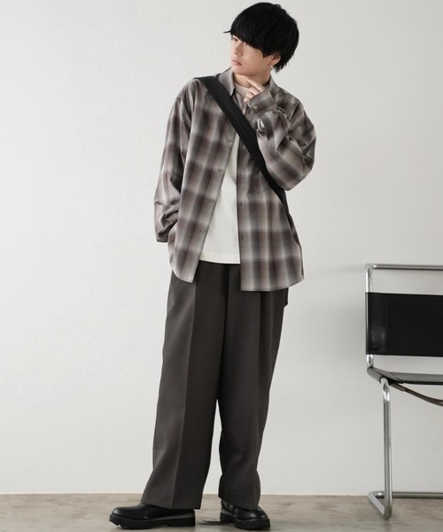 WYM LIDNM（ウィム バイ リドム）の「HIGH TWISTED GABA WIDE TUCK SLACKS（スラックス・メンズ・ブラック/ダークブラウン/オリーブ/オフホワイト/ブラウン/グレー・S/M/L/XS）」の19枚目の写真