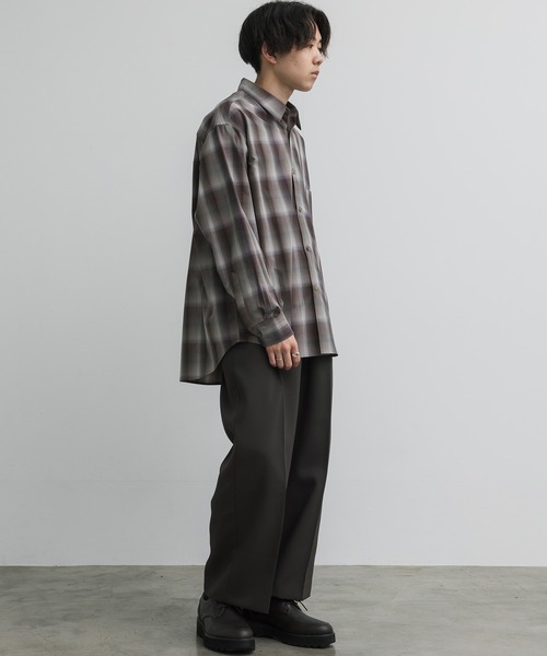 WYM LIDNM（ウィム バイ リドム）の「HIGH TWISTED GABA WIDE TUCK SLACKS（スラックス・メンズ・ブラック/ダークブラウン/オリーブ/オフホワイト/ブラウン/グレー・S/M/L/XS）」の21枚目の写真