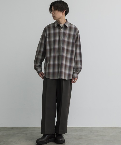 WYM LIDNM（ウィム バイ リドム）の「HIGH TWISTED GABA WIDE TUCK SLACKS（スラックス・メンズ・ブラック/ダークブラウン/オリーブ/オフホワイト/ブラウン/グレー・S/M/L/XS）」の20枚目の写真