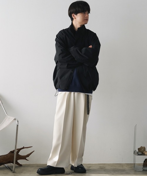 セール】HIGH TWISTED GABA WIDE TUCK SLACKS（スラックス