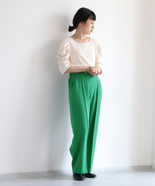 cepo(セポ)の「ギャザーパフスリーブ Tee(Tシャツ/カットソー・レディース・ブラック/オフホワイト/オレンジ/グリーン・M)」の7枚目の写真