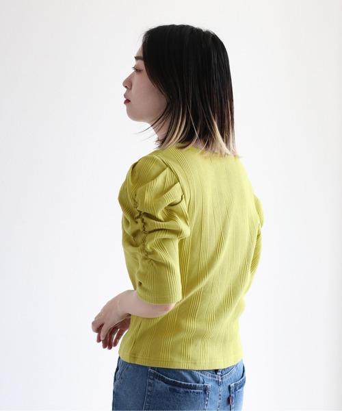cepo(セポ)の「ギャザーパフスリーブ Tee(Tシャツ/カットソー・レディース・ブラック/オフホワイト/オレンジ/グリーン・M)」の16枚目の写真
