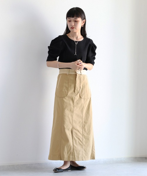 cepo(セポ)の「ギャザーパフスリーブ Tee(Tシャツ/カットソー・レディース・ブラック/オフホワイト/オレンジ/グリーン・M)」の5枚目の写真