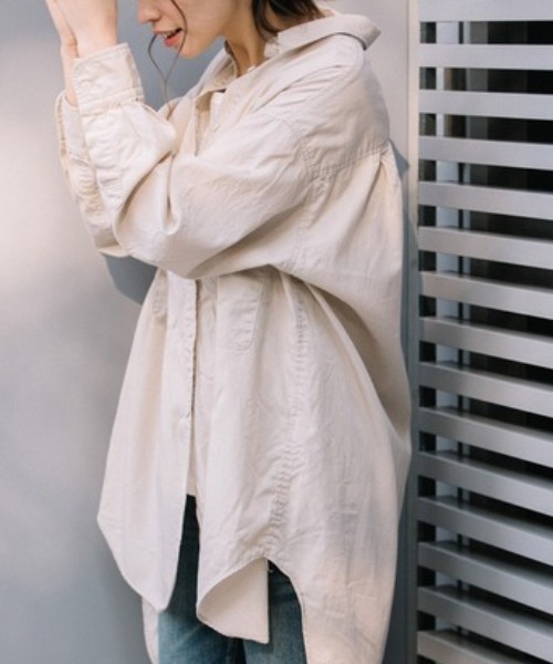 Munich（ミューニック）の「Munich（ミューニック）テンセルコットンミリタリークロスビッグシャツ/MN221T86（シャツ/ブラウス・レディース・ブラック/ベージュ/カーキ・F）」の7枚目の写真