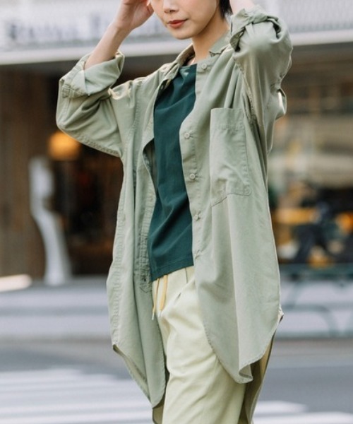 Munich（ミューニック）の「Munich（ミューニック）テンセルコットンミリタリークロスビッグシャツ/MN221T86（シャツ/ブラウス・レディース・ブラック/ベージュ/カーキ・F）」の17枚目の写真