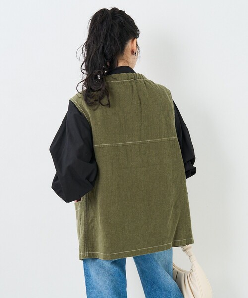 FREAK'S STORE（フリークスストア）の「リボンフラップポケットベスト（ベスト・レディース・ブラック/オリーブ/キャメル・ﾌﾘ-）」の15枚目の写真